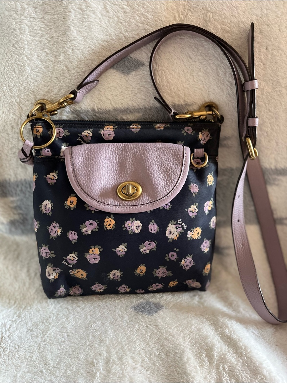 Authentic Coach Floral Crossbody Handbag Purse with Flower Print